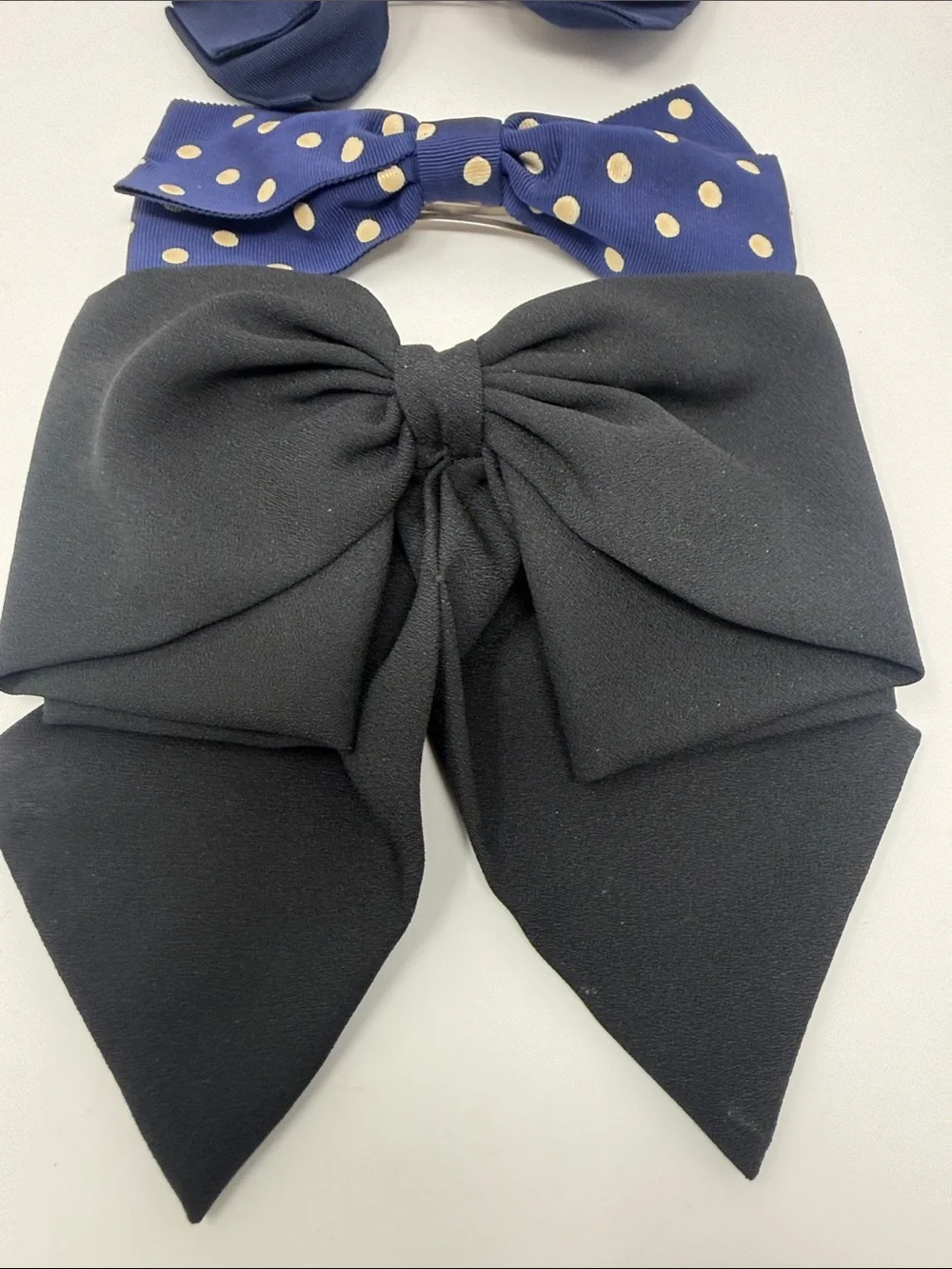 Girls Navy and Black Bow Hair Clip Set - 3 Pack